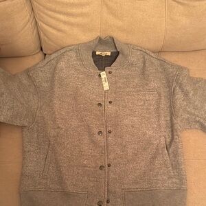 Madewell Women’s Gray Button-Up Bomber Jacket Size Medium